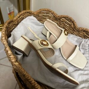 Charles & Keith Cream Heels with Gold Detail